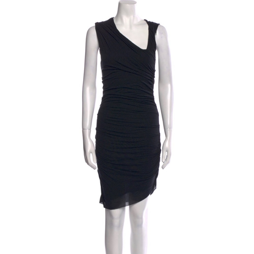 HELMUT LANG ASYMMETRICAL RUCHED BODYCON DRESS